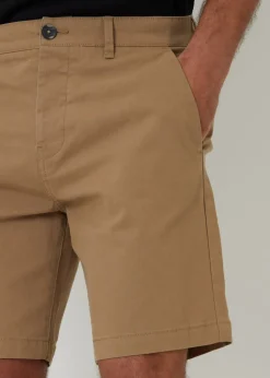 Threadbare Stone Cotton Regular Fit Stretch Chino Shorts