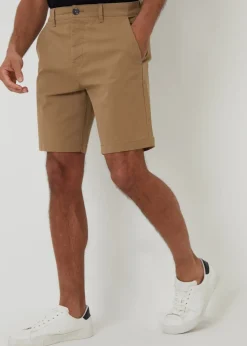 Threadbare Stone Cotton Regular Fit Stretch Chino Shorts