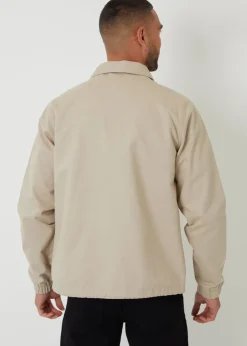 Threadbare Stone Cotton Twill Lightweight Collared Jacket