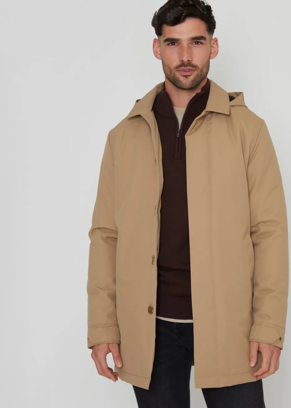 Threadbare Stone Croy Showerproof 2-in-1 Mac Coat with Concealed Hood
