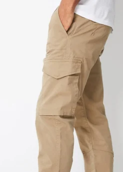 Threadbare Stone Drill Cotton Cargo Trousers With Stretch
