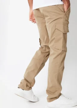 Threadbare Stone Drill Cotton Cargo Trousers With Stretch
