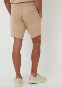 Threadbare Stone Floral Embroidered Cotton Sweat Shorts