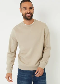Threadbare Stone Mock T-Shirt Crew Neck Sweatshirt