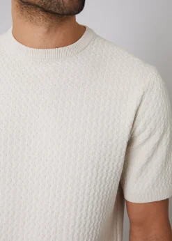 Threadbare Stone Textured Front Knitted T-Shirt