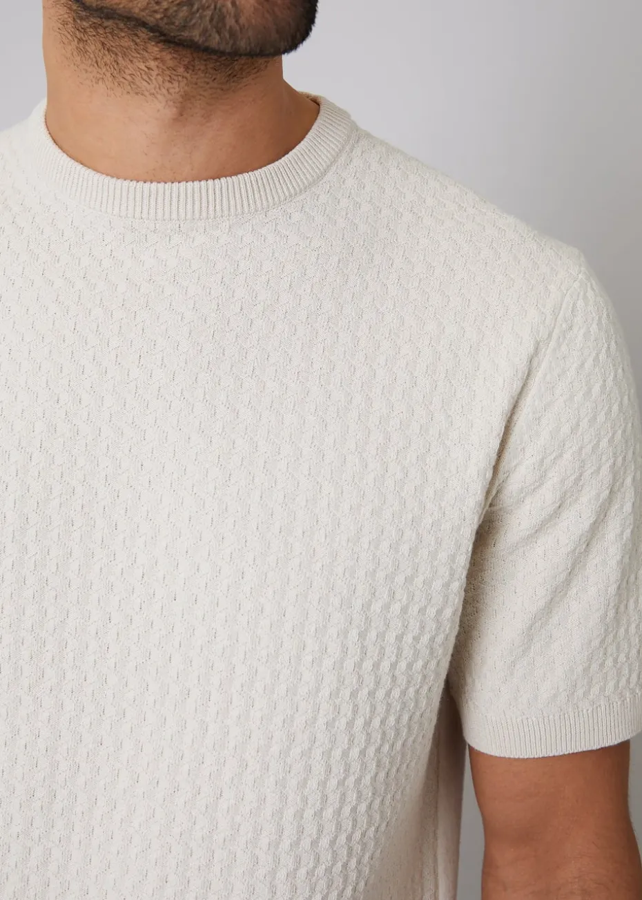 Threadbare Stone Textured Front Knitted T-Shirt