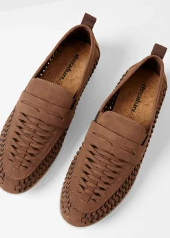 Threadbare Tan Faux Suede Woven Loafers