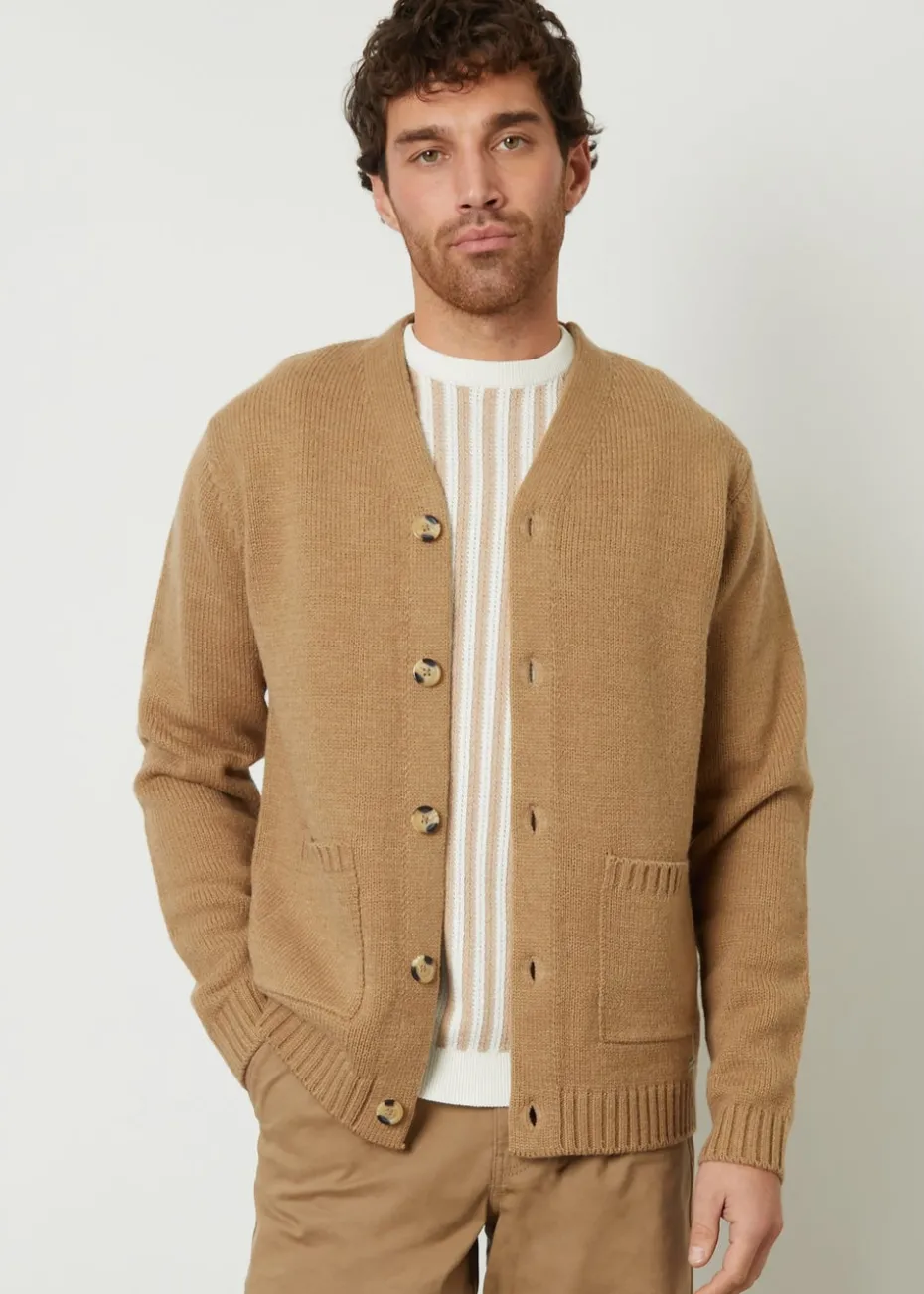 Threadbare Taupe Knitted V-Neck Cardigan