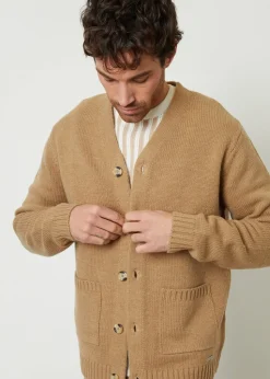 Threadbare Taupe Knitted V-Neck Cardigan