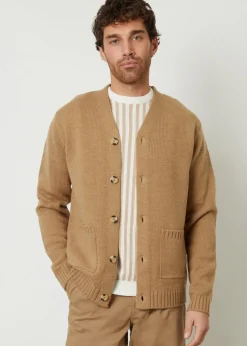 Threadbare Taupe Knitted V-Neck Cardigan
