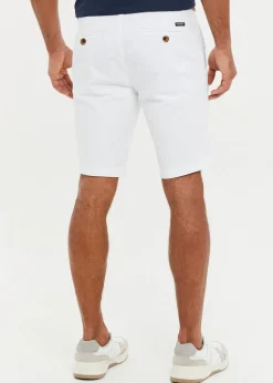 Threadbare White Cotton Turn-Up Chino Shorts with Woven Belt