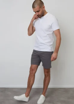 Threadbare White Ottoman Rib Textured Cotton Polo Shirt