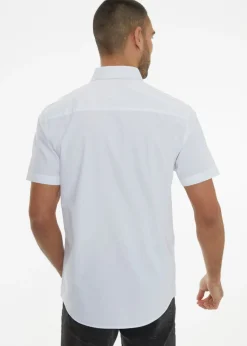 Threadbare White Oxford Cotton Slim Fit Short Sleeve Shirt