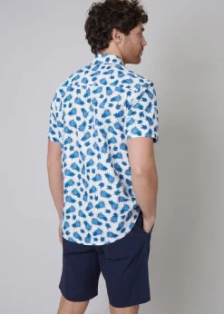 Threadbare White Short Sleeve Pineapple Print Cotton Shirt