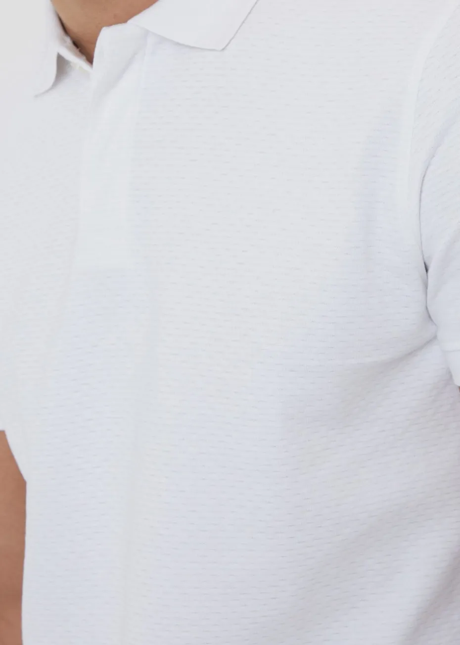 Threadbare White Textured Cotton Rich Polo Shirt