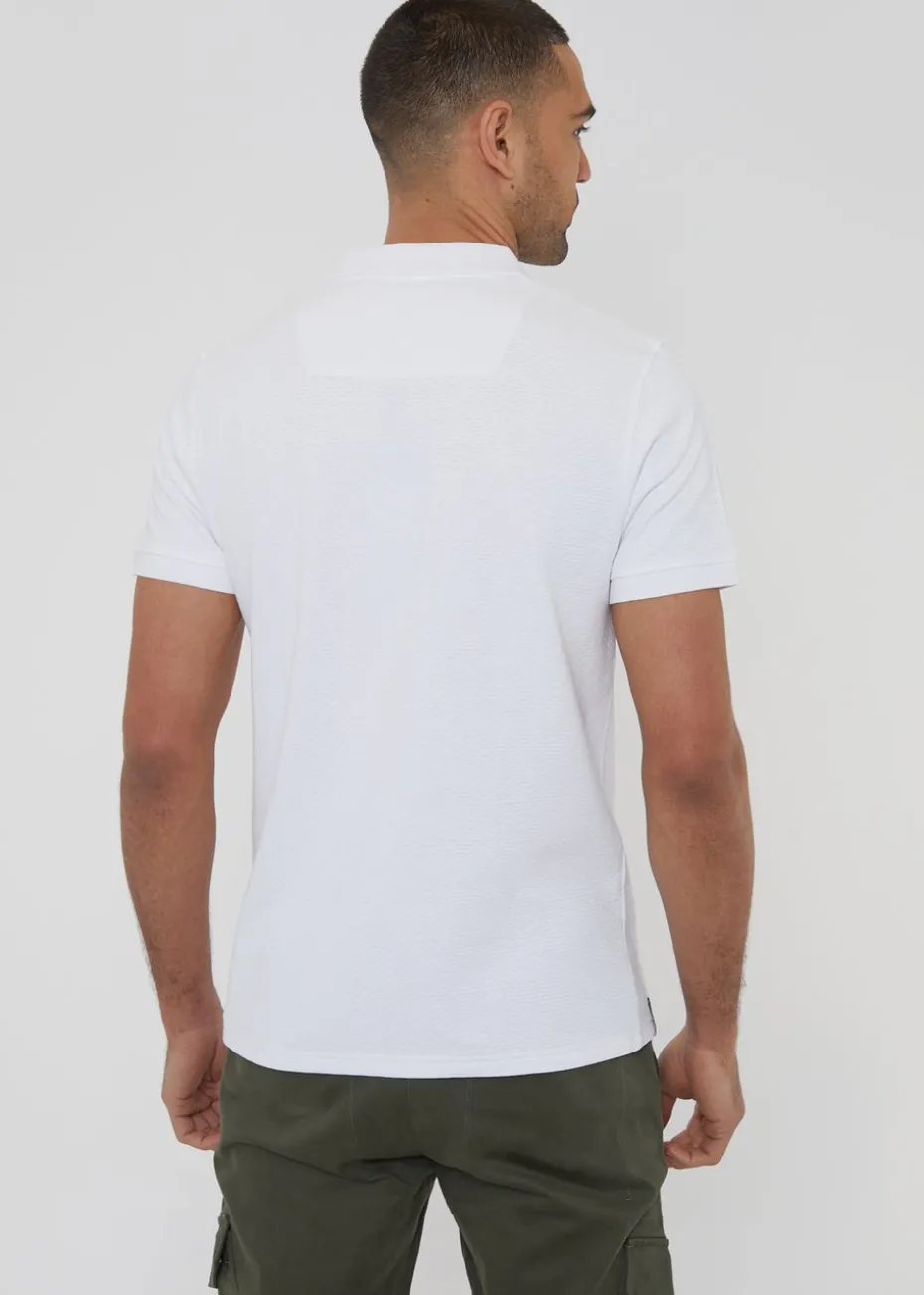 Threadbare White Textured Cotton Rich Polo Shirt