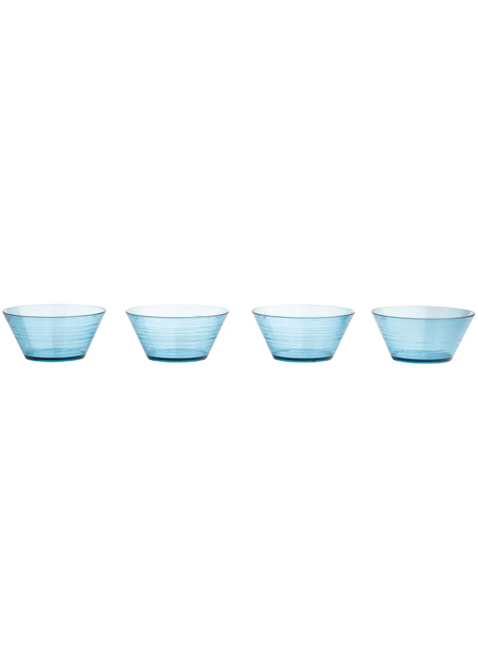 Three Rivers Blue Linear Reusable Plastic Tableware Bowl (Set of 4)