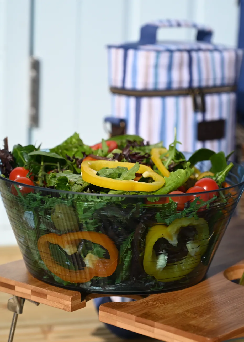 Three Rivers Blue Linear Reusable Plastic Tableware Salad/Fruit Bowl Blue