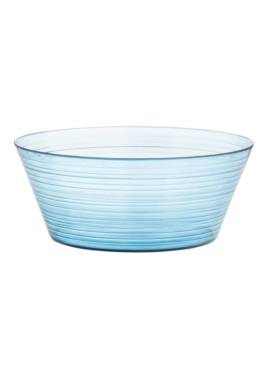 Three Rivers Blue Linear Reusable Plastic Tableware Salad/Fruit Bowl Blue