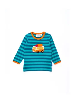 Toby Tiger Organic Blue Campervan Applique Long-Sleeved T-Shirt (3 months - 8 years)