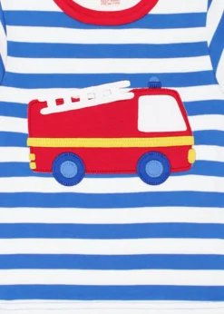 Toby Tiger Organic Blue Fire Engine Applique T-Shirt (6 months - 6 years)