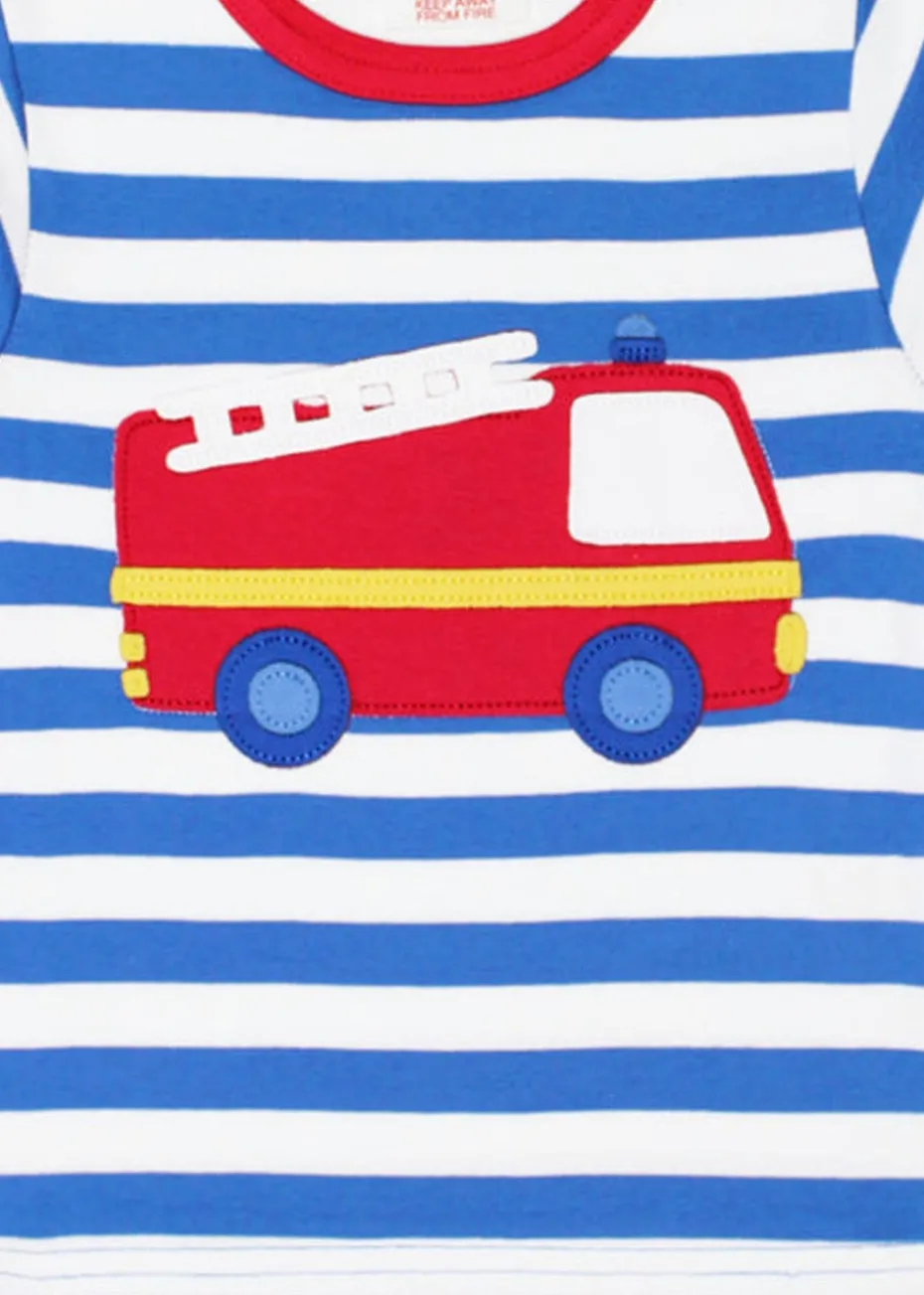 Toby Tiger Organic Blue Fire Engine Applique T-Shirt (6 months - 6 years)