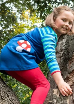 Toby Tiger Organic Blue Floral Mushroom Applique Dress (6 months - 6 years)