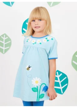 Toby Tiger Organic Blue Garden Applique T-Shirt Dress (6 months - 6 years)