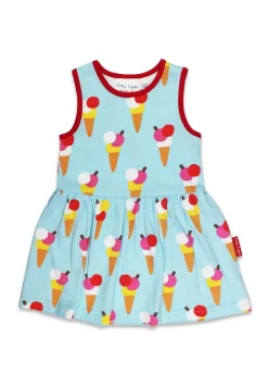 Toby Tiger Organic Blue Ice Cream Print Summer Dress (12 months - 8 years)