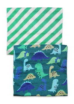Toby Tiger Organic Green Tonal Dinosaur Muslin 2-Pack