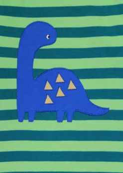 Toby Tiger Organic Green Tonal Dinosaur Applique Long-Sleeved T-Shirt (6 months - 8 years)