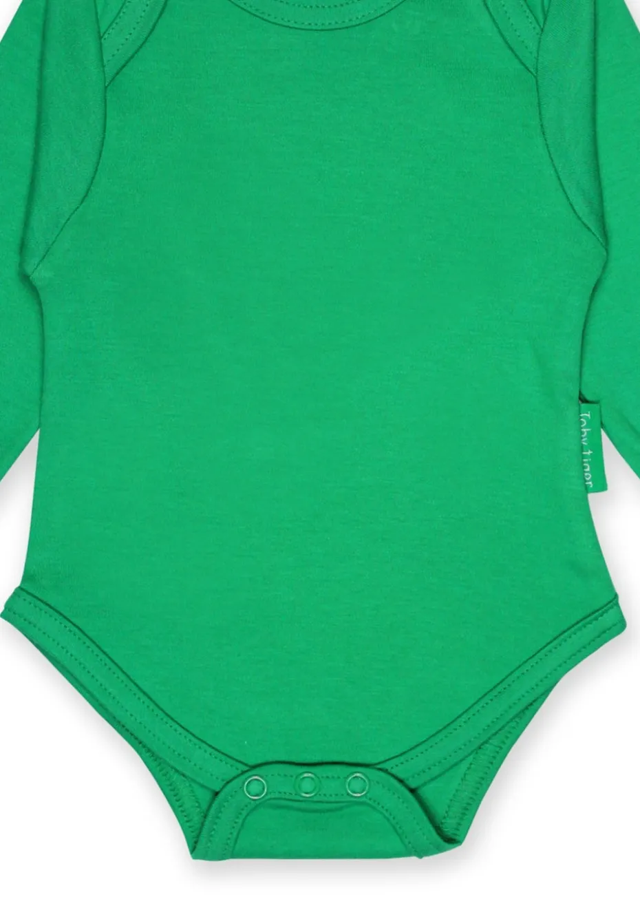 Toby Tiger Organic Green Basic Long-Sleeved Baby Body (Newborn - 12 months)