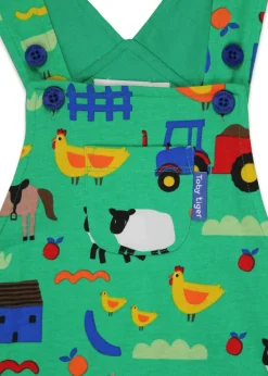 Toby Tiger Organic Green Farm Print Dungarees (3  months - 4 years)