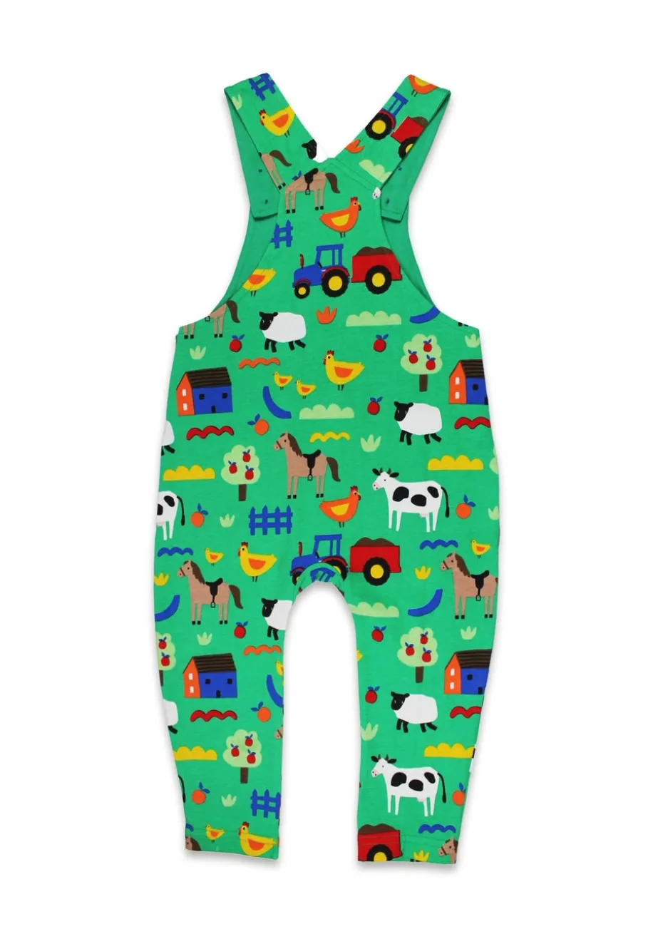 Toby Tiger Organic Green Farm Print Dungarees (3 months - 4 years)