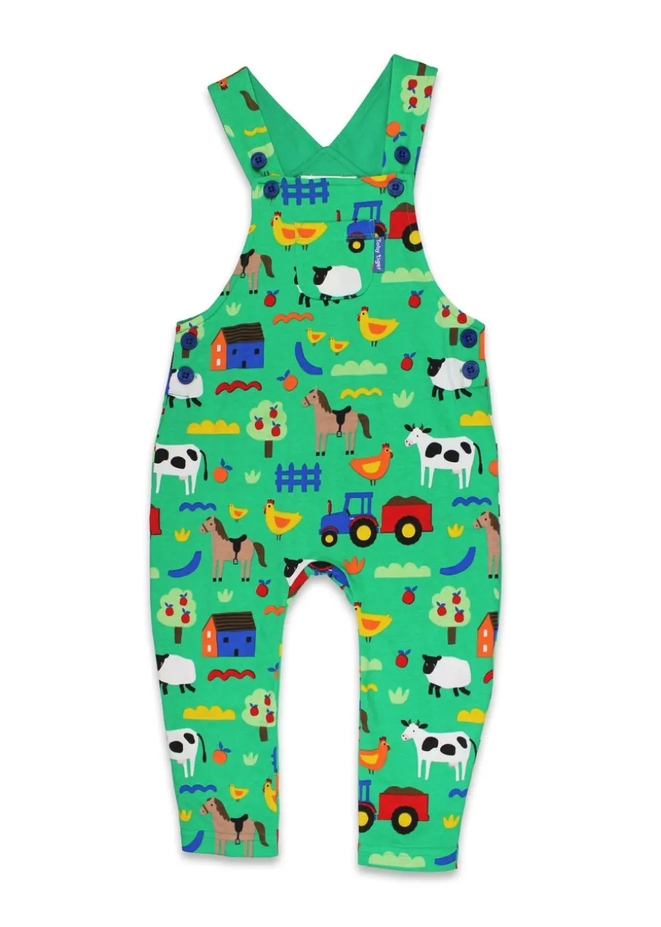 Toby Tiger Organic Green Farm Print Dungarees (3 months - 4 years)