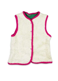 Toby Tiger Organic Green Kitten Print Reversible Gilet (12  months - 8 years)
