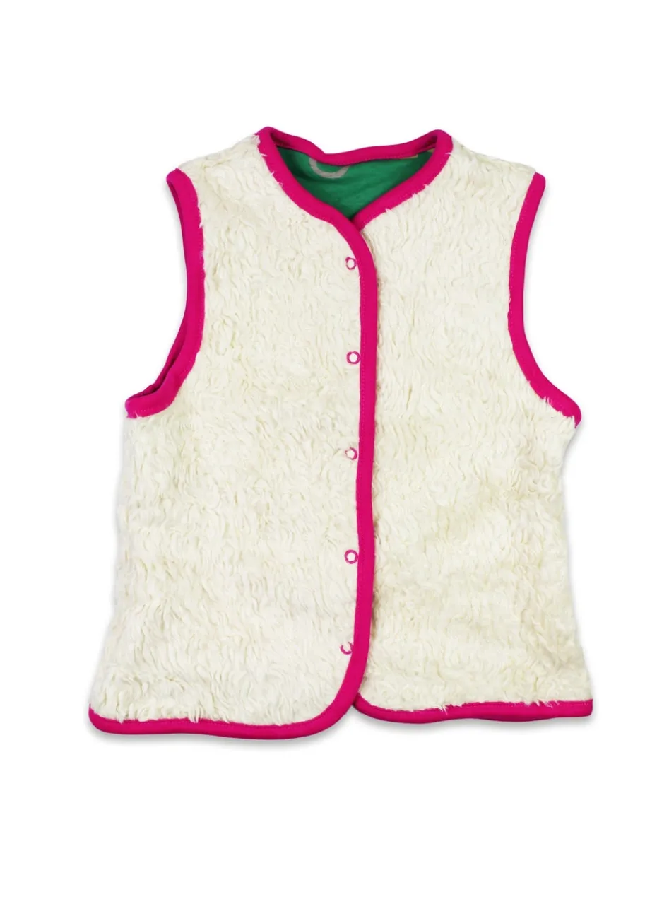Toby Tiger Organic Green Kitten Print Reversible Gilet (12 months - 8 years)