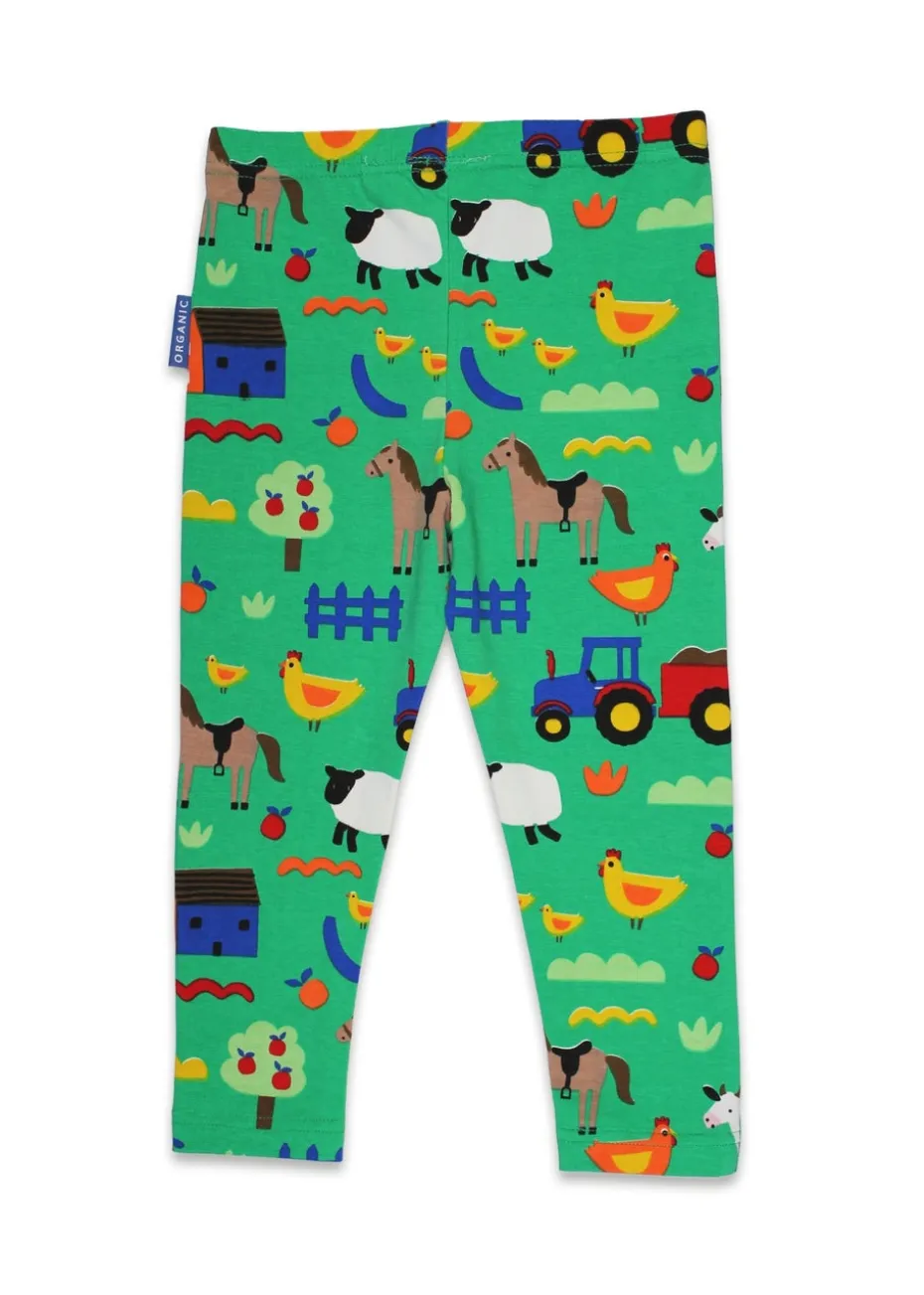 Toby Tiger Organic Green Farm Print Leggings (6 months - 8 years)