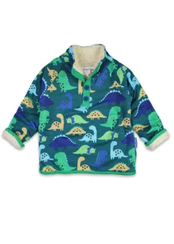 Toby Tiger Organic Green Tonal Dinosaur Print Fleece Sweatshirt (6 months - 6 years)
