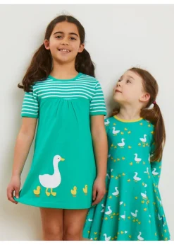 Toby Tiger Organic Green Duck Applique Dress (6 months - 6 years)