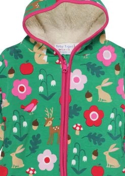 Toby Tiger Organic Green Forest Adventure Fleece Applique Hoodie (6 months - 6 years)