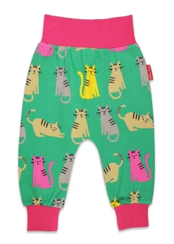 Toby Tiger Organic Green Kitten Print Yoga Pants (Newborn - 3 years)