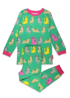 Toby Tiger Organic Green Kitten Print Pyjamas (12 Â months - 6 years)