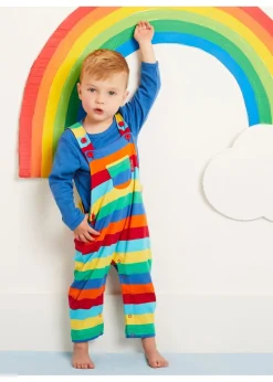 Toby Tiger Organic Multi Colour Stripe Dungarees (3  months - 4 years)