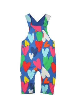Toby Tiger Organic Multi Colour Heart Print Dungarees (3  months - 4 years)