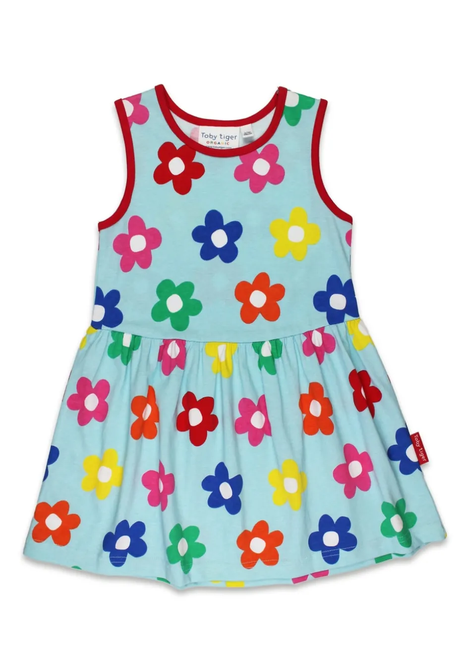 Toby Tiger Organic Multi Colour Flower Print Summer Dress (12 months - 8 years)