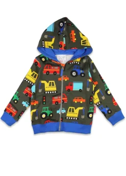 Toby Tiger Organic Multi Colour Transport Print Hoodie (6 months - 6 years)