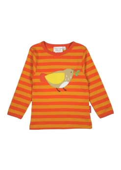 Toby Tiger Organic Orange Sparrow Applique Long-Sleeved T-Shirt (3 months - 8 years)