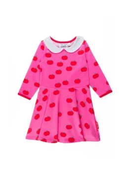 Toby Tiger Organic Pink Apple Print Long-Sleeved Skater Dress (12  months - 8 years)