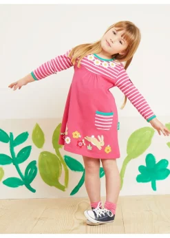 Toby Tiger Organic Pink Bunny Applique T-Shirt Dress (6 months - 6 years)